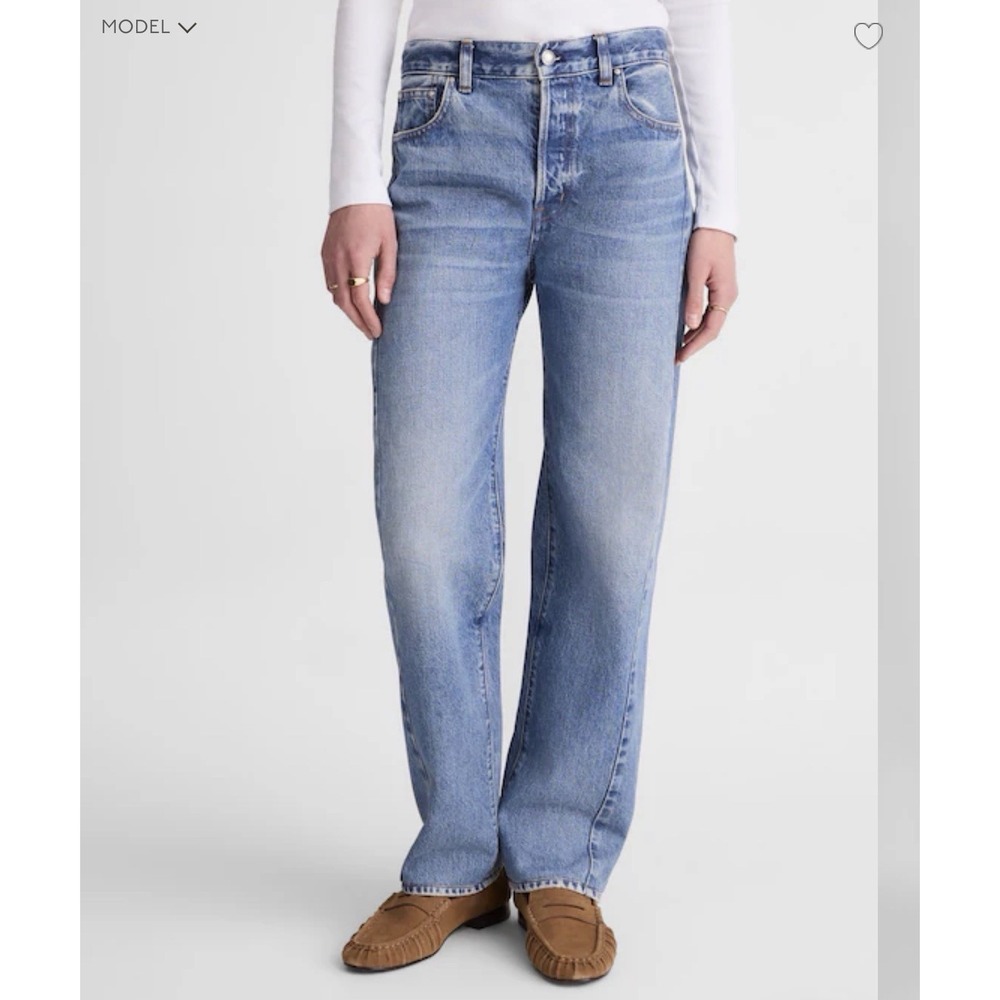 Madewell Cotton Blue Jeans NWT Pieced Barrel-Leg NV534 Relaxed Fit 24